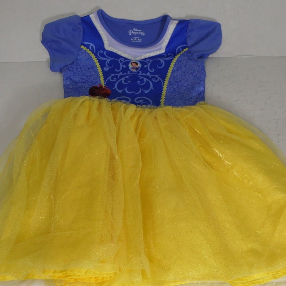 Disney Princess Kids Snow White Dress L 10/12 Blue Yellow Costume Fairytale - Picture 1 of 6